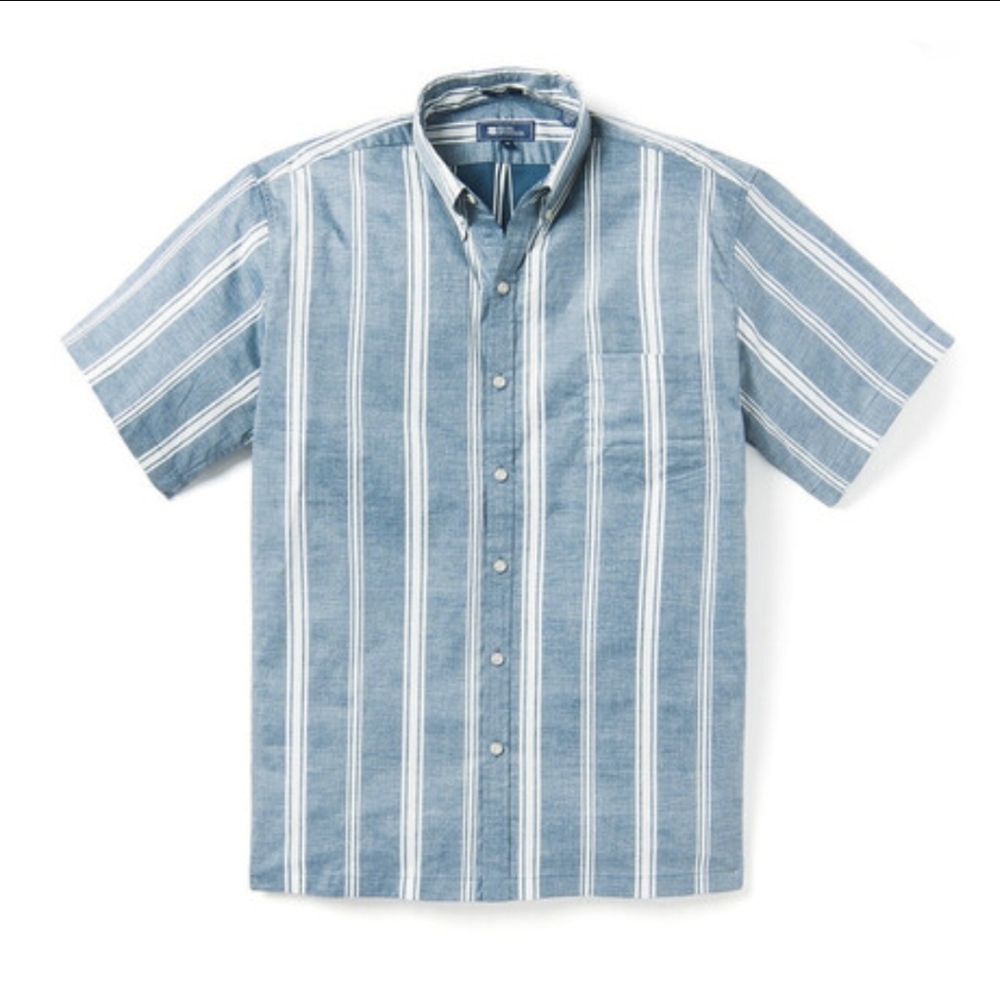 Reyn SpoonerMolokai Stripe Short Sleeve Button Down Shirt   100% Linen sz L